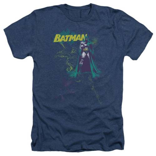 キャラクター バット ヘザー Tシャツ 紺色 ネイビー 【 LICENSED CHARACTER BATMAN BAT SPRAY ADULT HEATHER T-SHIRT / NAVY 】 メンズファッション トップス カットソー|スニケス