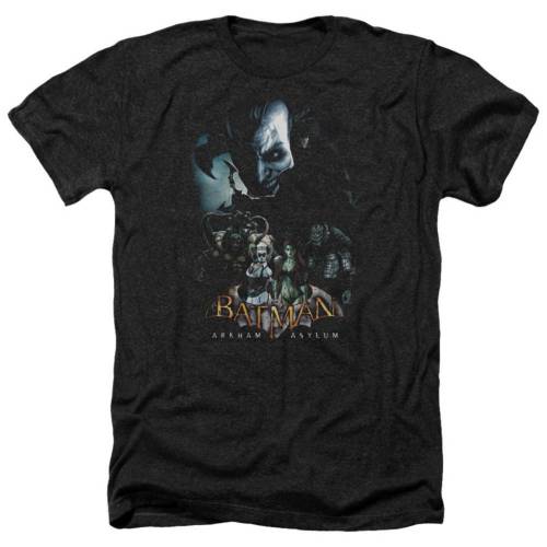 キャラクター ヘザー Tシャツ 黒色 ブラック 【 LICENSED CHARACTER BATMAN ARKHAM ASYLUM FIVE AGAINST ONE ADULT HEATHER T-SHIRT / BLACK 】 メンズファッション トップス カットソー|スニケス