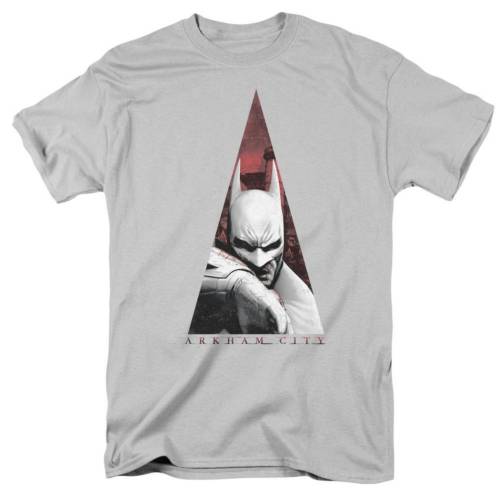キャラクター シティ バット スリーブ Tシャツ 銀色 シルバー 半袖 【 LICENSED CHARACTER BATMAN ARKHAM CITY BAT TRIANGLE SHORT SLEEVE ADULT T-SHIRT / SILVER 】 メンズファッション トップス カットソー|スニケス