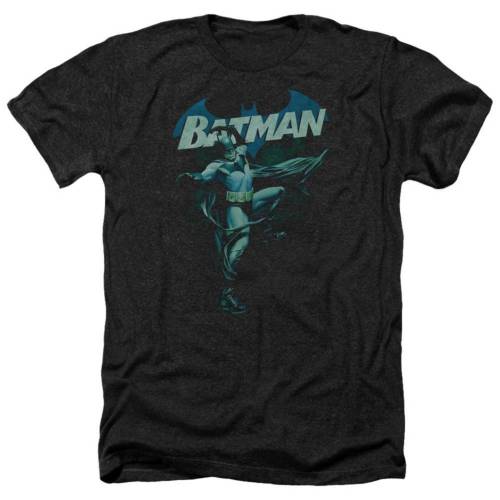 キャラクター 青色 ブルー バット ヘザー Tシャツ 黒色 ブラック 【 LICENSED CHARACTER BATMAN BLUE BAT ADULT HEATHER T-SHIRT / BLACK 】 メンズファッション トップス カットソー|スニケス