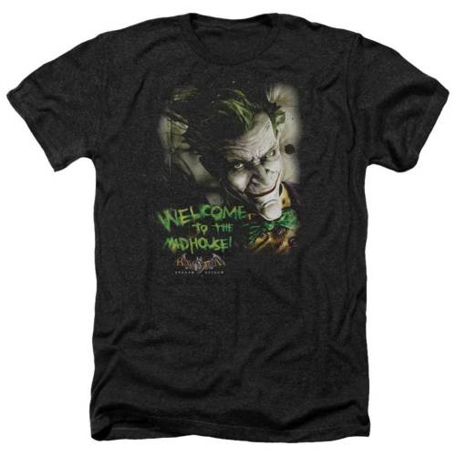 キャラクター ヘザー Tシャツ 黒色 ブラック 【 LICENSED CHARACTER BATMAN ARKHAM ASYLUM WELCOME TO THE MADHOUSE ADULT HEATHER T-SHIRT / BLACK 】 メンズファッション トップス カットソー|スニケス