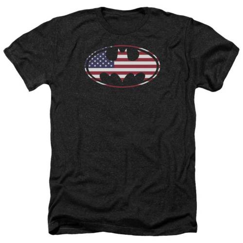 キャラクター ヘザー Tシャツ 黒色 ブラック 【 LICENSED CHARACTER BATMAN AMERICAN FLAG OVAL ADULT HEATHER T-SHIRT / BLACK 】 メンズファッション トップス カットソー|スニケス