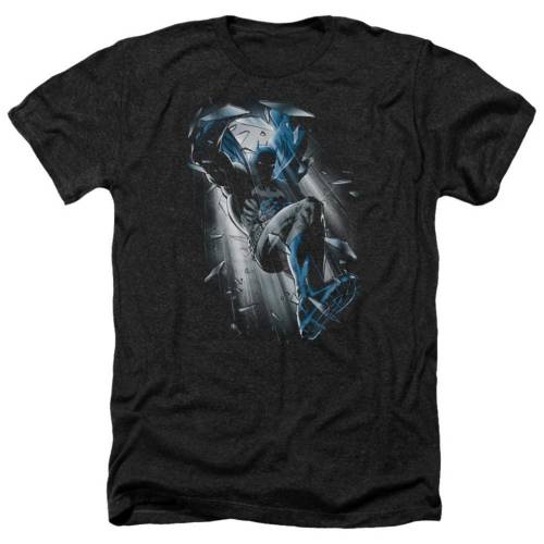 キャラクター バット ヘザー Tシャツ 黒色 ブラック 【 LICENSED CHARACTER BATMAN BAT CRASH ADULT HEATHER T-SHIRT / BLACK 】 メンズファッション トップス カットソー|スニケス