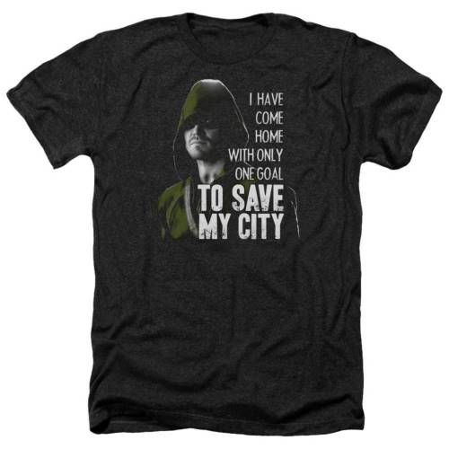 キャラクター アロー シティ ヘザー Tシャツ 黒色 ブラック 【 LICENSED CHARACTER ARROW SAVE MY CITY ADULT HEATHER T-SHIRT / BLACK 】 メンズファッション トップス カットソー|スニケス
