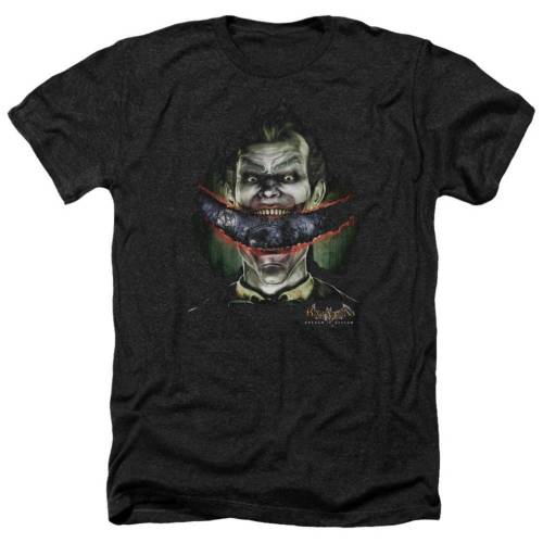 キャラクター クレイジー ヘザー Tシャツ 黒色 ブラック 【 LICENSED CHARACTER BATMAN ARKHAM ASYLUM CRAZY LIPS ADULT HEATHER T-SHIRT / BLACK 】 メンズファッション トップス カットソー|スニケス