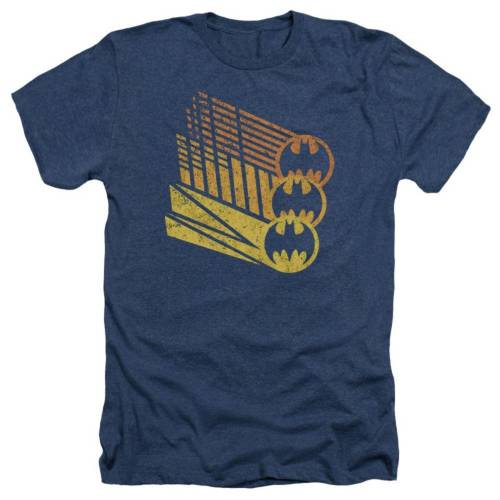 キャラクター バット ヘザー Tシャツ 紺色 ネイビー 【 LICENSED CHARACTER BATMAN BAT SIGNAL SHAPES ADULT HEATHER T-SHIRT / NAVY 】 メンズファッション トップス カットソー|スニケス