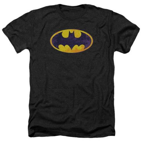 キャラクター ロゴ ヘザー Tシャツ 黒色 ブラック 【 LICENSED CHARACTER BATMAN BM NEON DISTRESS LOGO ADULT HEATHER T-SHIRT / BLACK 】 メンズファッション トップス カットソー|スニケス