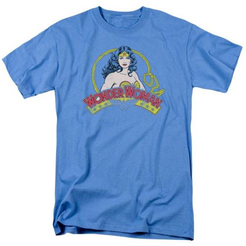 キャラクター ディーシー コミックス ビンテージ ヴィンテージ スリーブ Tシャツ カロライナ 青色 ブルー 半袖 【 LICENSED CHARACTER DC COMICS VINTAGE WONDER WOMAN SHORT SLEEVE ADULT T-SHIRT / CAROLINA BLUE 】 メ|スニケス