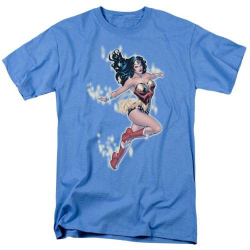 キャラクター スリーブ Tシャツ カロライナ 青色 ブルー 半袖 【 LICENSED CHARACTER JUSTICE LEAGUE OF AMERICA SIMPLE WONDER WOMAN SHORT SLEEVE ADULT T-SHIRT / CAROLINA BLUE 】 メンズファッション トップス カットソー|スニケス