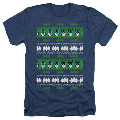 キャラクター クリスマス トレーナー ヘザー Tシャツ 紺色 ネイビー 【 LICENSED CHARACTER BATMAN CHRISTMAS SWEATER ADULT HEATHER T-SHIRT / NAVY 】 メンズファッション トップス カットソー|スニケス