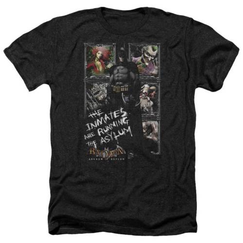 キャラクター ヘザー Tシャツ 黒色 ブラック 【 LICENSED CHARACTER BATMAN ARKHAM ASYLUM RUNNING THE ADULT HEATHER T-SHIRT / BLACK 】 メンズファッション トップス カットソー|スニケス