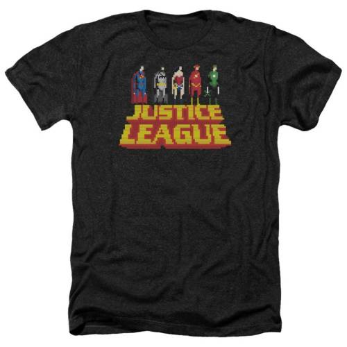 キャラクター ヘザー Tシャツ 黒色 ブラック 【 LICENSED CHARACTER JUSTICE LEAGUE OF AMERICA STANDING ABOVE ADULT HEATHER T-SHIRT / BLACK 】 メンズファッション トップス カットソー|スニケス