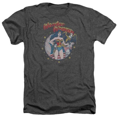 キャラクター ヘザー Tシャツ チャコール 【 LICENSED CHARACTER JUSTICE LEAGUE OF AMERICA AT YOUR SERVICE ADULT HEATHER T-SHIRT / CHARCOAL 】 メンズファッション トップス カットソー｜スニケス