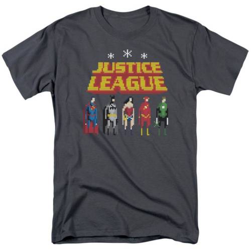 【★百貨店SALE★6/11真夜中2時迄】文字記号 衣袂 ティーシャツ 濃灰色 半袖 【 LICENSED CHARACTER JUSTICE LEAGUE OF AMERICA STANDING BELOW SHORT SLEEVE ADULT T-SHIRT / CHARCOAL 】 メンズ流行り物 トップス カットソー