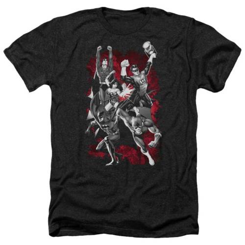 キャラクター ヘザー Tシャツ 黒色 ブラック 【 LICENSED CHARACTER JUSTICE LEAGUE OF AMERICA EXPLOSION ADULT HEATHER T-SHIRT / BLACK 】 メンズファッション トップス カットソー|スニケス