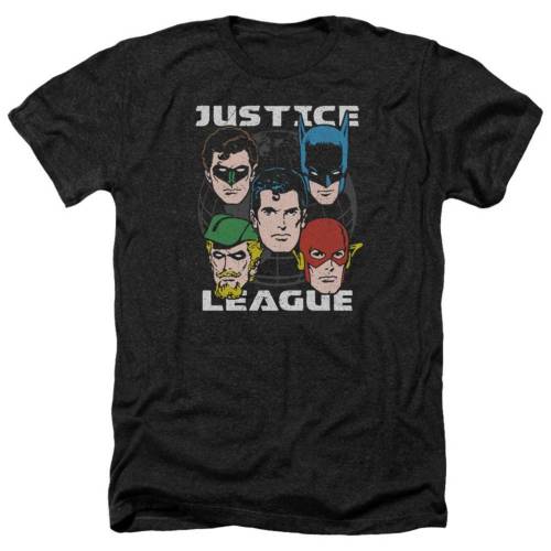 キャラクター ヘザー Tシャツ 黒色 ブラック 【 LICENSED CHARACTER JUSTICE LEAGUE OF AMERICA HEAD STATES ADULT HEATHER T-SHIRT / BLACK 】 メンズファッション トップス カットソー|スニケス