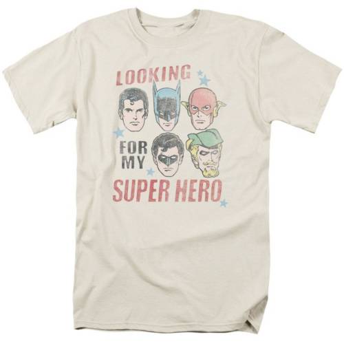 キャラクター スリーブ Tシャツ クリーム 半袖 【 LICENSED CHARACTER JUSTICE LEAGUE OF AMERICA MY SUPER HERO SHORT SLEEVE ADULT T-SHIRT / CREAM 】 メンズファッション トップス カットソー|スニケス