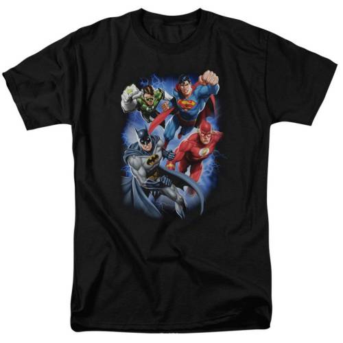 キャラクター スリーブ Tシャツ 黒色 ブラック 半袖 【 LICENSED CHARACTER JUSTICE LEAGUE OF AMERICA STORM MAKERS SHORT SLEEVE ADULT T-SHIRT / BLACK 】 メンズファッション トップス カットソー