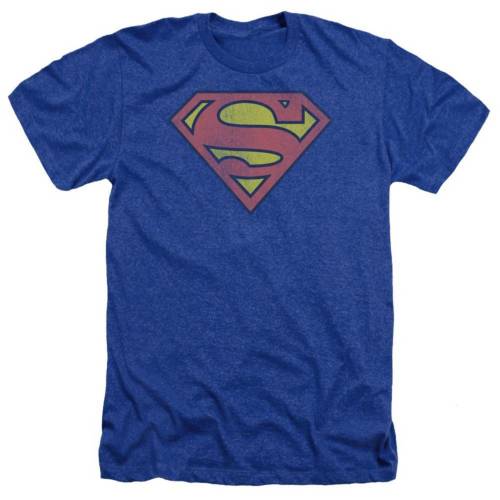 キャラクター ディーシー コミックス ロゴ ヘザー Tシャツ 青色 ブルー 【 LICENSED CHARACTER DC COMICS RETRO LOGO DISTRESSED ADULT HEATHER T-SHIRT / ROYAL BLUE 】 メンズファッション トップス カットソー｜スニケス