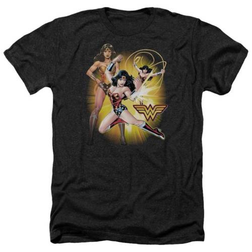 キャラクター ヘザー Tシャツ 黒色 ブラック 【 LICENSED CHARACTER JUSTICE LEAGUE OF AMERICA WONDER WOMAN ADULT HEATHER T-SHIRT / BLACK 】 メンズファッション トップス カットソー|スニケス