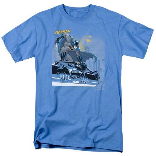 キャラクター スリーブ Tシャツ カロライナ 青色 ブルー 半袖 【 LICENSED CHARACTER BATMAN TWO GOTHAM GARGOYLES SHORT SLEEVE ADULT T-SHIRT / CAROLINA BLUE 】 メンズファッション トップス カットソー|スニケス