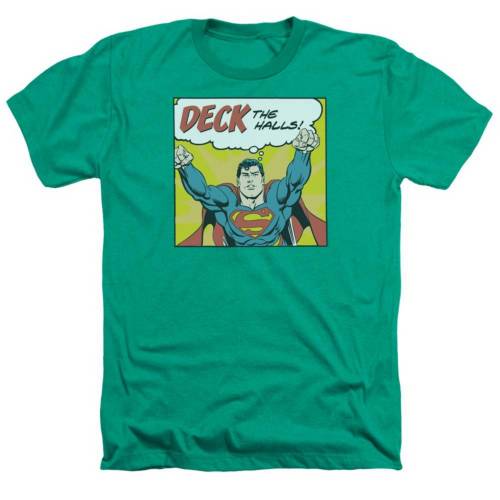 キャラクター ディーシー コミックス ヘザー Tシャツ 緑 グリーン 【 LICENSED CHARACTER DC COMICS DECK THE HALLS ADULT HEATHER T-SHIRT / KELLY GREEN 】 メンズファッション トップス カットソー｜スニケス