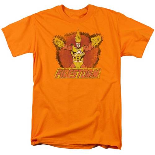 キャラクター ディーシー コミックス スリーブ Tシャツ 橙 オレンジ 半袖 【 LICENSED CHARACTER DC COMICS RING OF FIRESTORM SHORT SLEEVE ADULT T-SHIRT / ORANGE 】 メンズファッション トップス カットソー