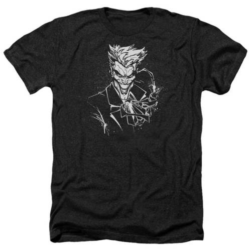 キャラクター ヘザー Tシャツ 黒色 ブラック 【 LICENSED CHARACTER BATMAN JOKERS SPLATTER SMILE ADULT HEATHER T-SHIRT / BLACK 】 メンズファッション トップス カットソー｜スニケス