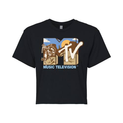 キャラクター Tシャツ 黒色 ブラック 【 LICENSED CHARACTER MTV COWBOY CROPPED TEE / BLACK 】 キッズ ベビー マタニティ トップス カットソー