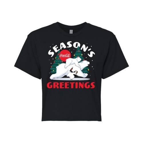 キャラクター Tシャツ 黒色 ブラック SEASON'S 【 LICENSED CHARACTER COCA-COLA GREETINGS CROPPED TEE / BLACK 】 キッズ ベビー マタニティ トップス カットソー