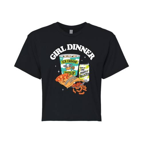 キャラクター グラフィック Tシャツ 黒色 ブラック 【 LICENSED CHARACTER DINNER JUNK FOOD CROPPED GRAPHIC TEE / BLACK 】 キッズ ベビー マタニティ トップス カットソー