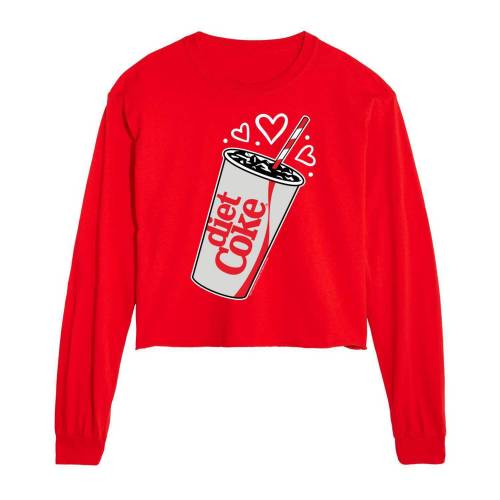 文字記号 捩り グラフィック プルオーバー 赤 赤いこと 長袖 【 LICENSED CHARACTER DIET COKE CROPPED LONG SLEEVE GRAPHIC TEE / RED 】 キッズ もの言う花 マタニティ トップス 流汗 調教師