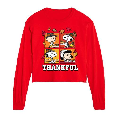 文字記号 グラフィック プルオーバー 赤 赤いこと 【 LICENSED CHARACTER PEANUTS THANKFUL CROPPED GRAPHIC TEE / RED 】 キッズ もの言う花 マタニティ トップス 流汗 調教師