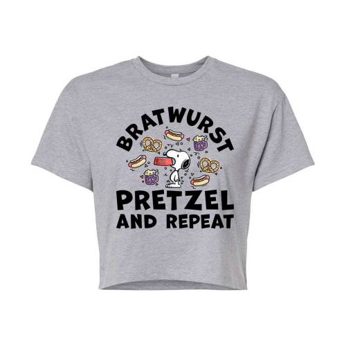 キャラクター Tシャツ 【 LICENSED CHARACTER PEANUTS BRATWURST PRETZEL REPEAT CROPPED TEE / 】 キッズ ベビー マタニティ トップス カットソー