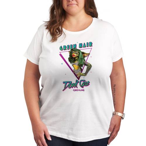 キャラクター 緑 グリーン グラフィック Tシャツ 白色 ホワイト DON'T 【 LICENSED CHARACTER PLUS SIZE GREMLINS GREEN HAIR CARE GRAPHIC TEE / WHITE 】 キッズ ベビー マタニティ トップス カットソー