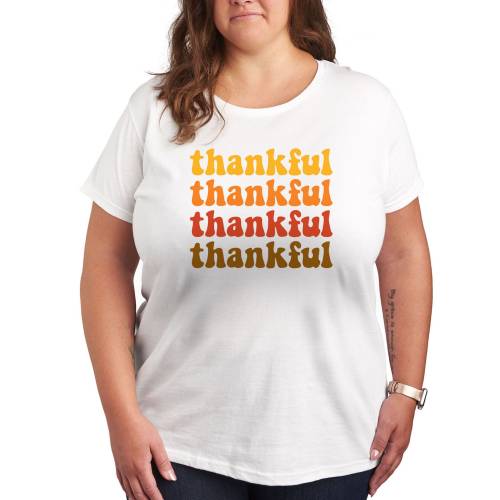 キャラクター スリーブ グラフィック Tシャツ 白色 ホワイト 半袖 【 LICENSED CHARACTER PLUS SIZE THANKFUL STACKED SHORT SLEEVE GRAPHIC TEE / WHITE 】 キッズ ベビー マタニティ トップス カットソー