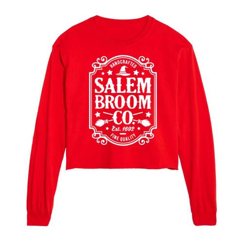 文字記号 捩り グラフィック プルオーバー 赤 赤いこと CO. 長袖 【 LICENSED CHARACTER SALEM BROOM SIGN CROPPED LONG SLEEVE GRAPHIC TEE / RED 】 キッズ もの言う花 マタニティ トップス 流汗 調教師