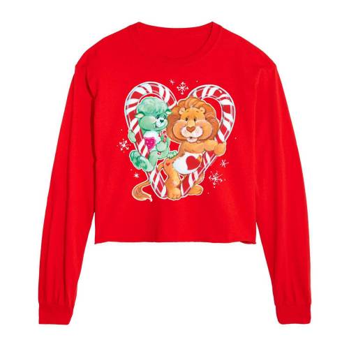 キャラクター ゴールデンベアーズ カルベアーズ スリーブ Tシャツ 赤 レッド 長袖 【 LICENSED CHARACTER CARE BEARS COUSINS CANDY CANE LONG SLEEVE CROPPED TEE / RED 】 キッズ ベビー マタニティ トップス カッ