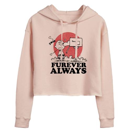 キャラクター フーディー パーカー ピンク 【 LICENSED CHARACTER PEANUTS FUREVER ALWAYS CROPPED HOODIE / PINK 】 キッズ ベビー マタニティ トップス スウェット トレーナー