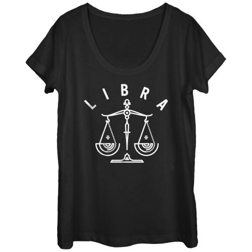 キャラクター 白色 ホワイト グラフィック Tシャツ 黒色 ブラック 【 LICENSED CHARACTER LIBRA SCALE WHITE INK SKETCH SCOOP NECK GRAPHIC TEE / BLACK 】 キッズ ベビー マタニティ トップス カットソー
