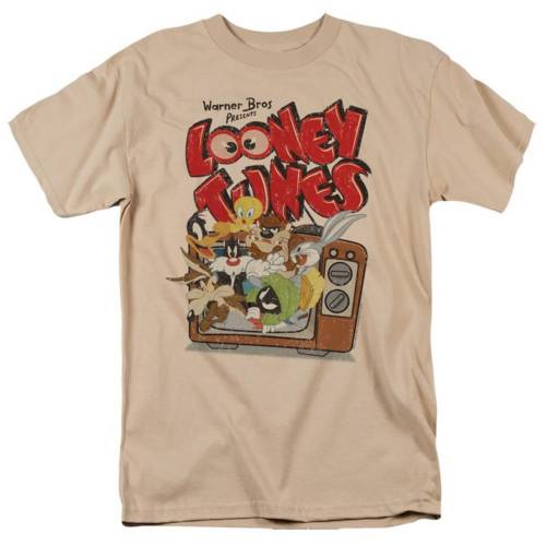 キャラクター スリーブ Tシャツ 砂色 サンド 半袖 【 LICENSED CHARACTER LOONEY TUNES SATURDAY MORNINGS SHORT SLEEVE ADULT T-SHIRT / SAND 】 メンズファッション トップス カットソー｜スニケス