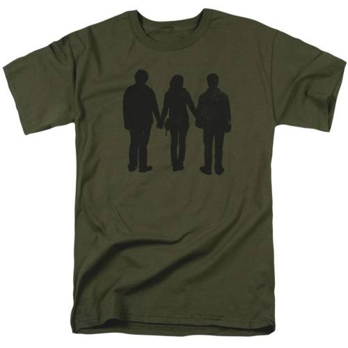 キャラクター スリーブ Tシャツ 緑 グリーン 半袖 【 LICENSED CHARACTER HARRY POTTER THREE STAND ALONE SHORT SLEEVE ADULT T-SHIRT / MILITARY GREEN 】 メンズファッション トップス カットソー
