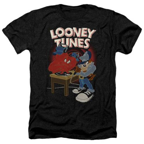 キャラクター ヘザー Tシャツ 黒色 ブラック 【 LICENSED CHARACTER LOONEY TUNES DJ ADULT HEATHER T-SHIRT / BLACK 】 メンズファッション トップス カットソー