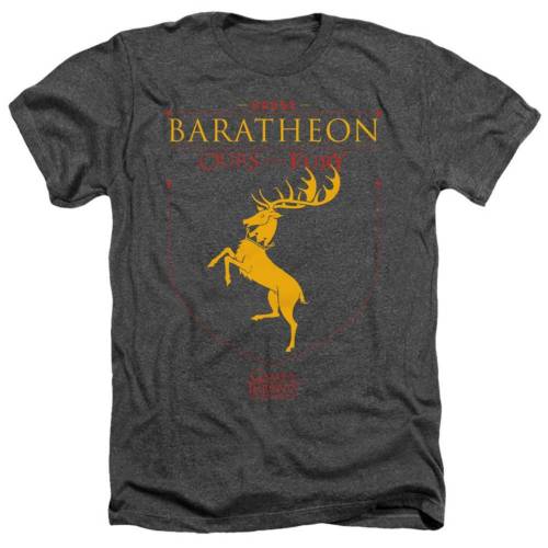 キャラクター ゲーム ヘザー Tシャツ 黒色 ブラック ゲームオブスローン 【 LICENSED CHARACTER GAME OF THRONES HOUSE BARATHEON SIGIL ADULT HEATHER T-SHIRT / BLACK 】 メンズファッション トップス カットソー｜スニケス