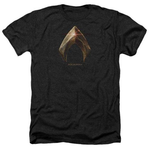 キャラクター ロゴ ヘザー Tシャツ 黒色 ブラック 【 LICENSED CHARACTER JUSTICE LEAGUE MOVIE AQUAMAN LOGO ADULT HEATHER T-SHIRT / BLACK 】 メンズファッション トップス カットソー｜スニケス