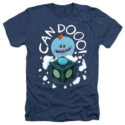 キャラクター ヘザー Tシャツ 紺色 ネイビー 【 LICENSED CHARACTER RICK AND MORTY CAN DO ADULT HEATHER T-SHIRT / NAVY 】 メンズファッション トップス カットソー