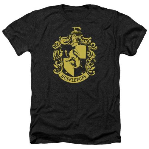 キャラクター ヘザー Tシャツ 黒色 ブラック 【 LICENSED CHARACTER HARRY POTTER HUFFLEPUFF CREST ADULT HEATHER T-SHIRT / BLACK 】 メンズファッション トップス カットソー