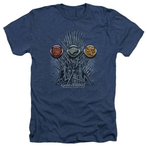 キャラクター ゲーム ヘザー Tシャツ 紺色 ネイビー ゲームオブスローン 【 LICENSED CHARACTER GAME OF THRONES FOR THE THRONE SIGILS ADULT HEATHER T-SHIRT / NAVY 】 メンズファッション トップス カットソー｜スニケス