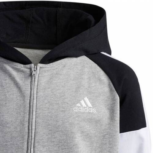 アディダス Adidas アディダス フード幸 上衣 グレイ グレイ ヘザー フード付ジャケット 坊っちゃん キッズ Heather Adidas Color Blocked French Terry Grey Newsbreathe Com