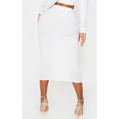 ハイ Passiond Prettylittlething スカート Prettylittlething Ribbed ボトムス Waist Waist High スカート レディースファッション Shape Midi Skirt Cream スニケスファッションブランド カジュアル ファッション 品質が